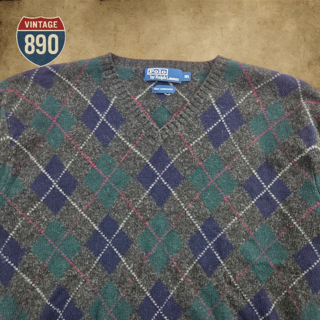 [100] POLO 폴로랄프로렌 아가일 패턴 브이넥 니트 상품이미지2