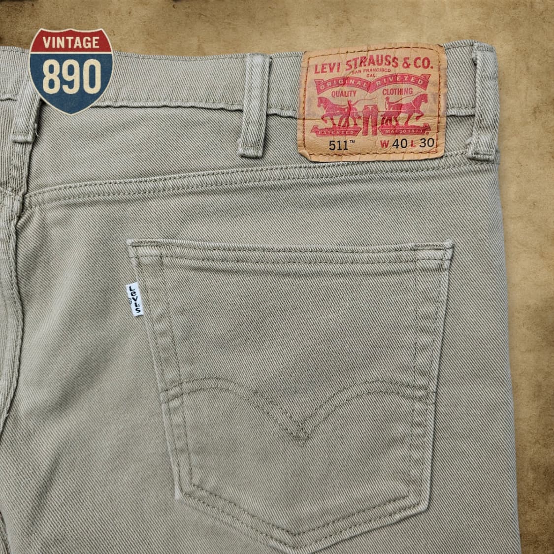 [W40 L30] Levi's 리바이스 511 베이지 데님 팬츠 상품이미지9