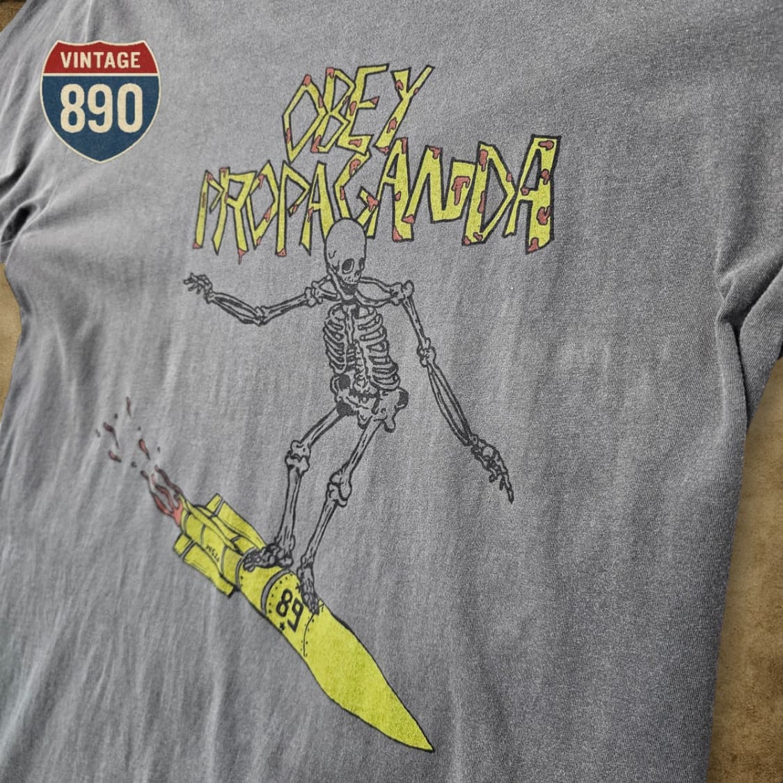 [M] OBEY 오베이 빈티지 프린팅 반팔 티셔츠 상품이미지4