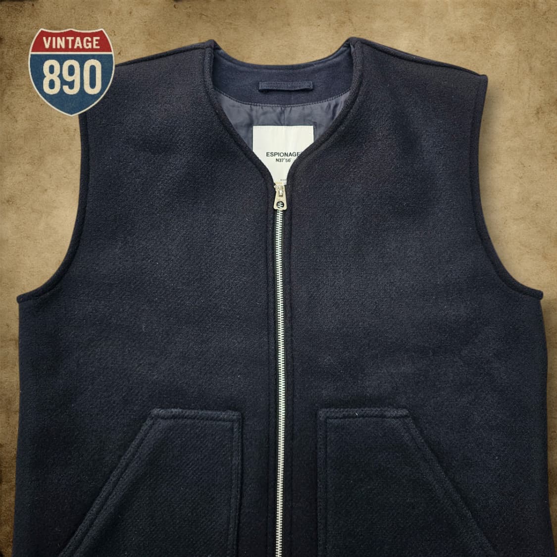 [M] ESPIONAGE 에스피오나지 네이비 울 베스트 상품이미지2