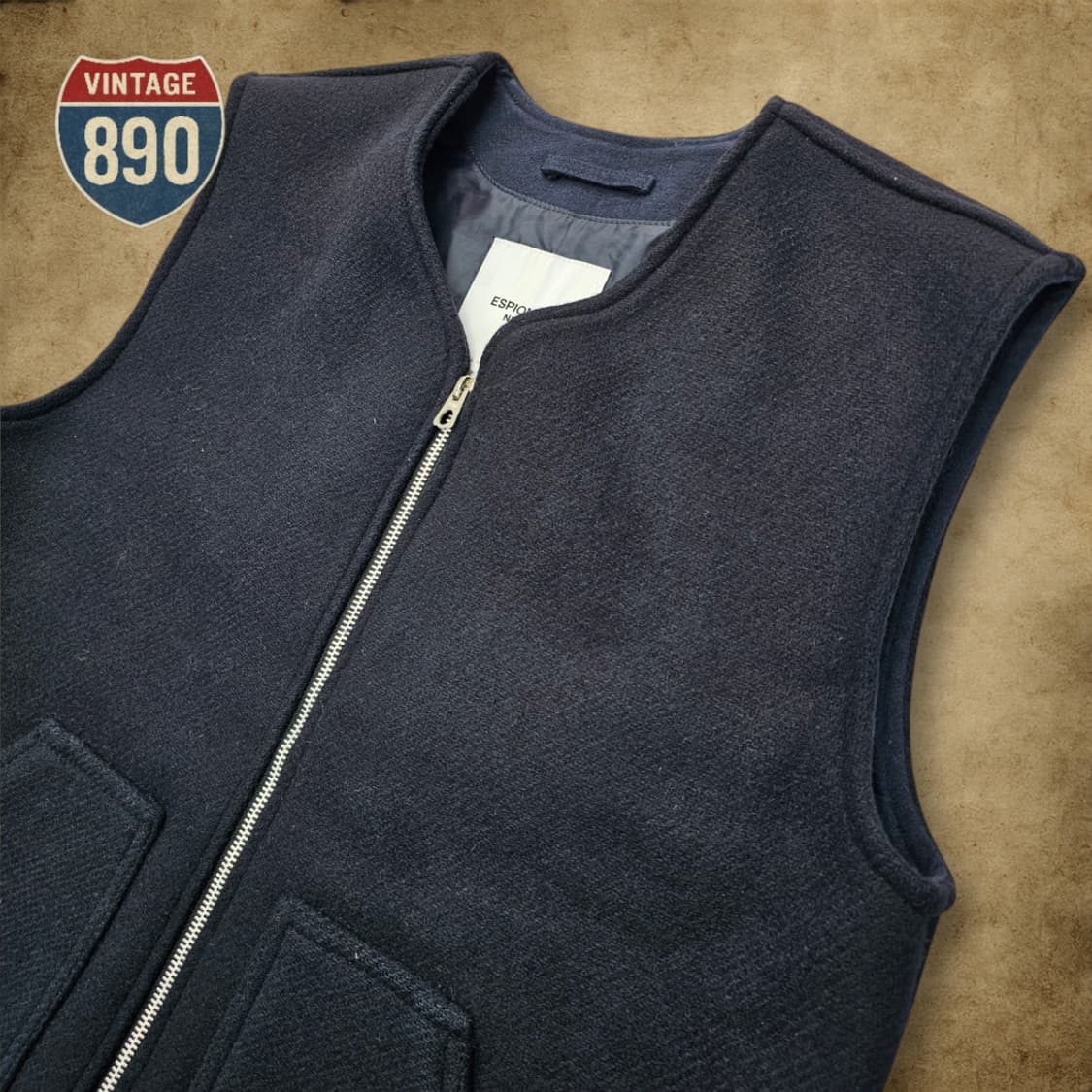 [M] ESPIONAGE 에스피오나지 네이비 울 베스트 상품이미지4