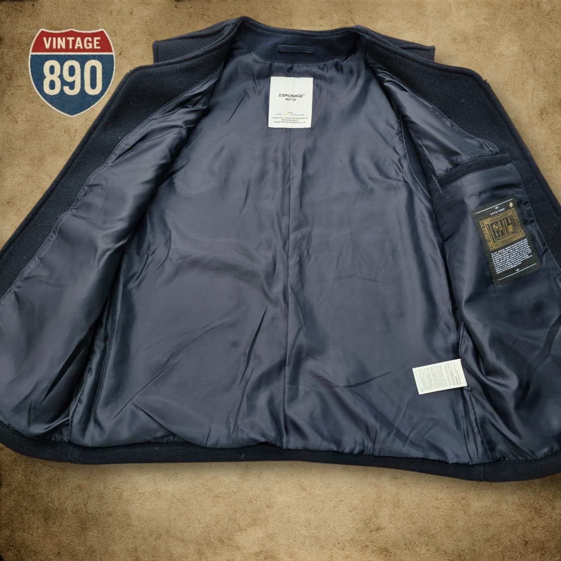 [M] ESPIONAGE 에스피오나지 네이비 울 베스트 상품이미지5