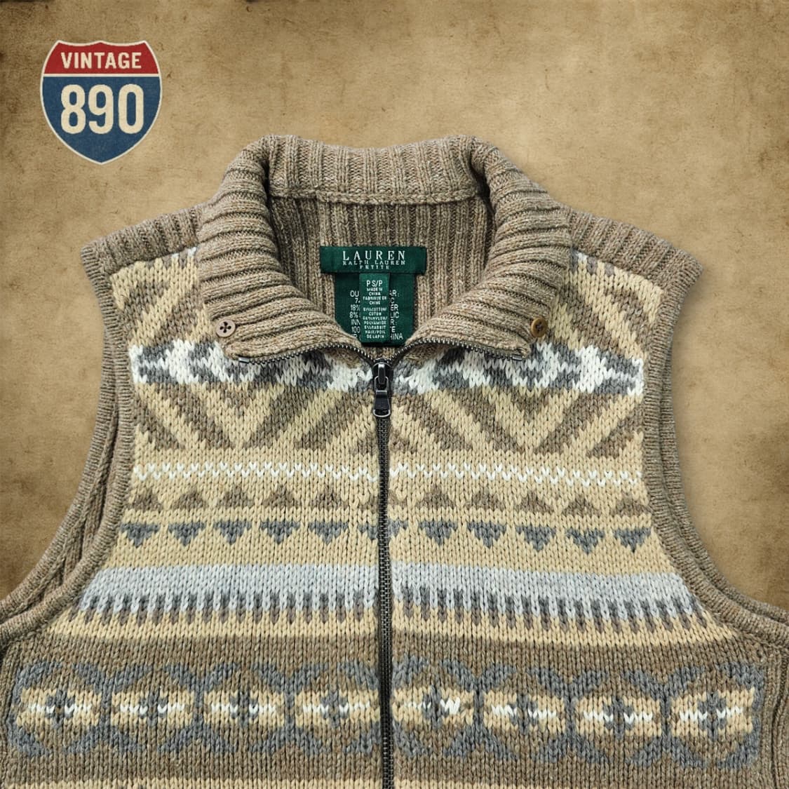 [S] LAUREN 폴로랄프로렌 그린라벨 노르딕 니트 집업조끼 상품이미지2