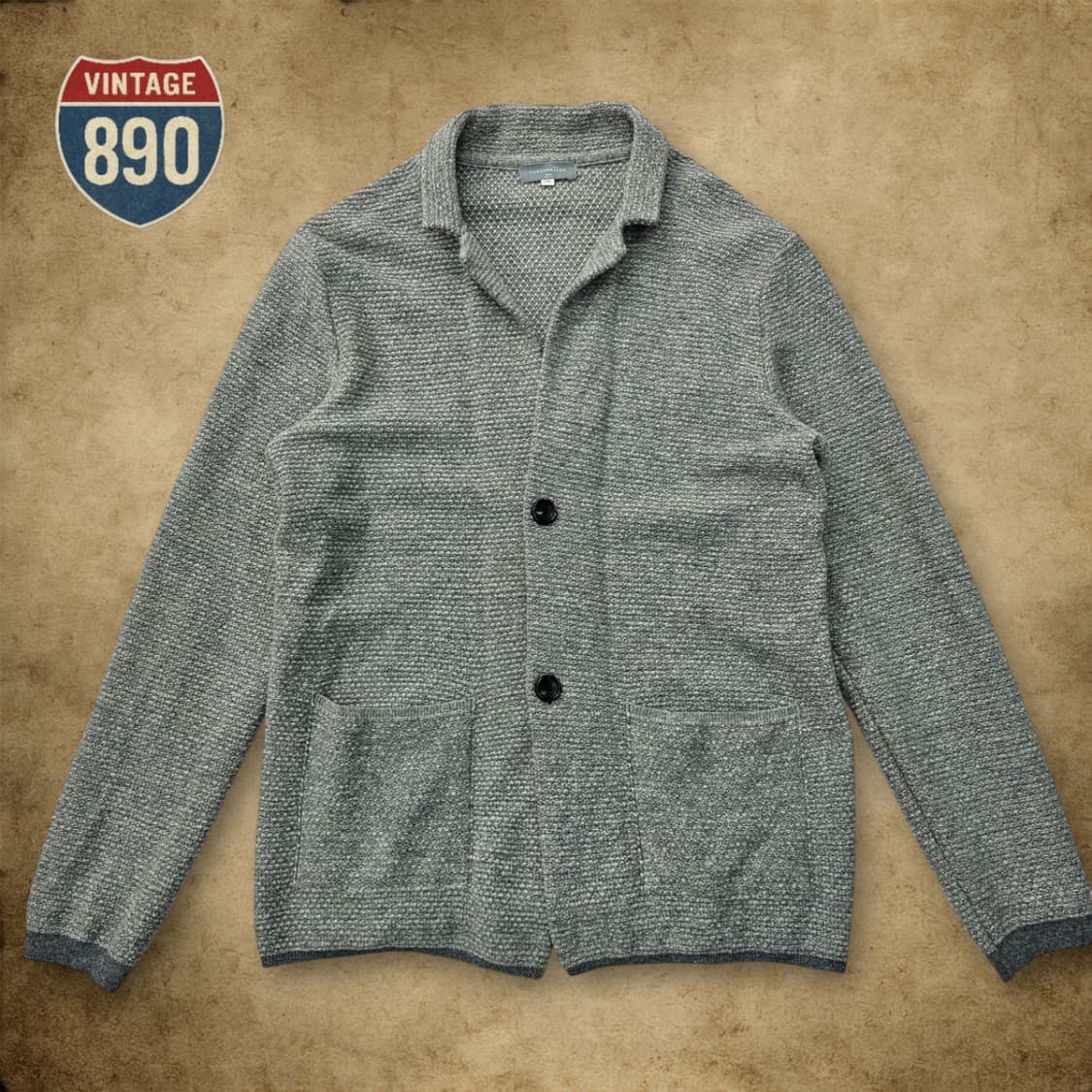 [100] 커스텀멜로우 gray 투버튼 울 니트 젠틀가디건 상품이미지1