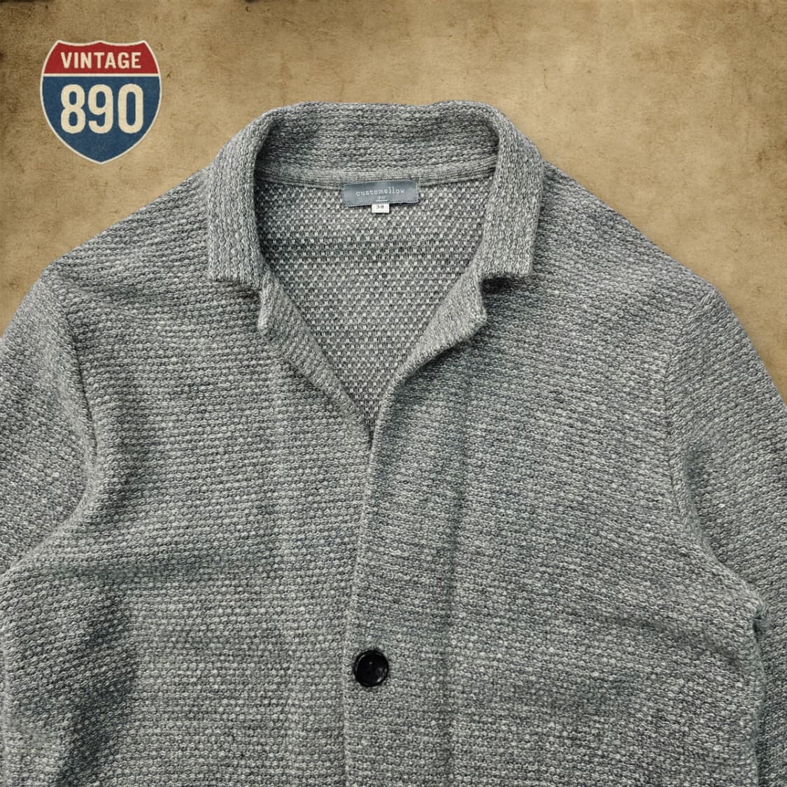 [100] 커스텀멜로우 gray 투버튼 울 니트 젠틀가디건 상품이미지2