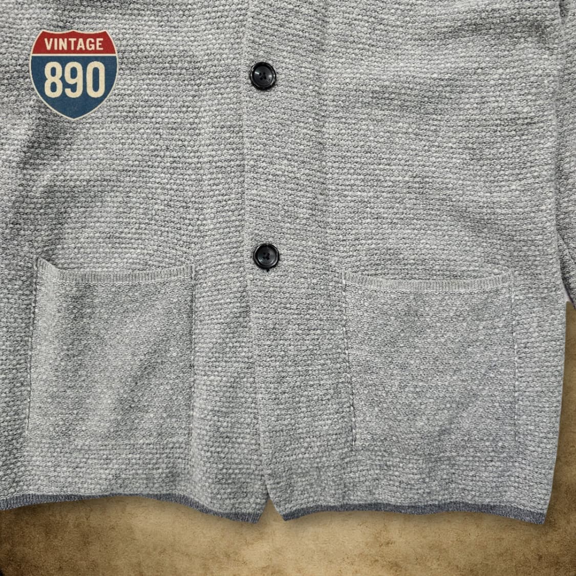 [100] 커스텀멜로우 gray 투버튼 울 니트 젠틀가디건 상품이미지3