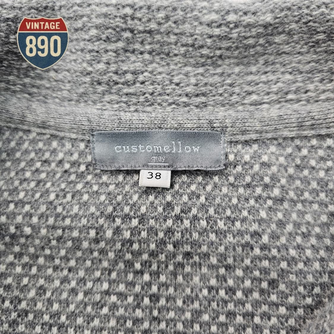 [100] 커스텀멜로우 gray 투버튼 울 니트 젠틀가디건 상품이미지5