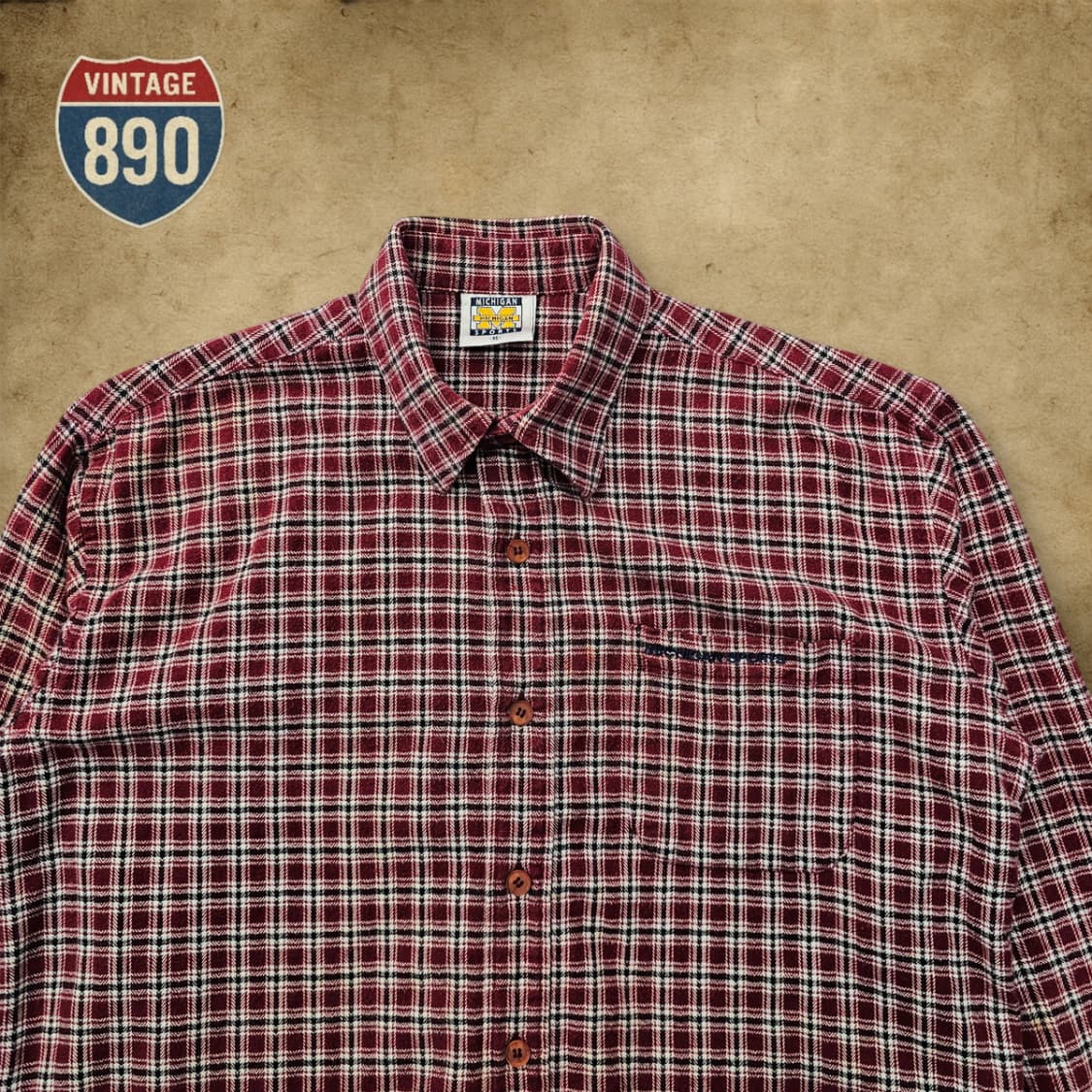 [95] 90S VTG 미시간스포츠 플란넬 체크 셔츠 상품이미지2