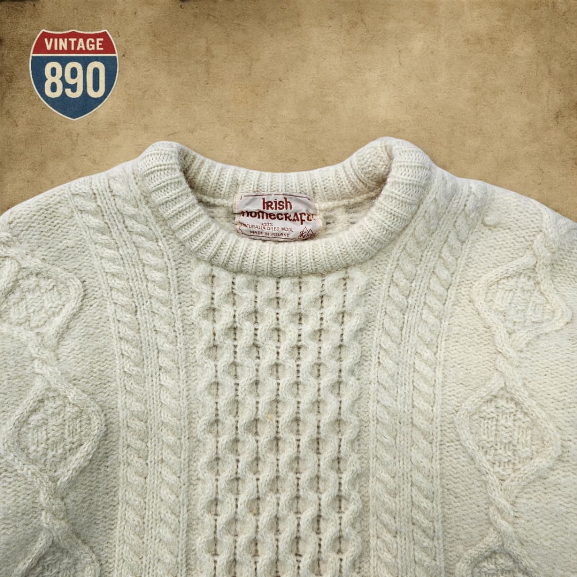 [90] 90S VTG 아이리쉬 홈크래프트 피셔맨즈 헤비울 스웨터 상품이미지2
