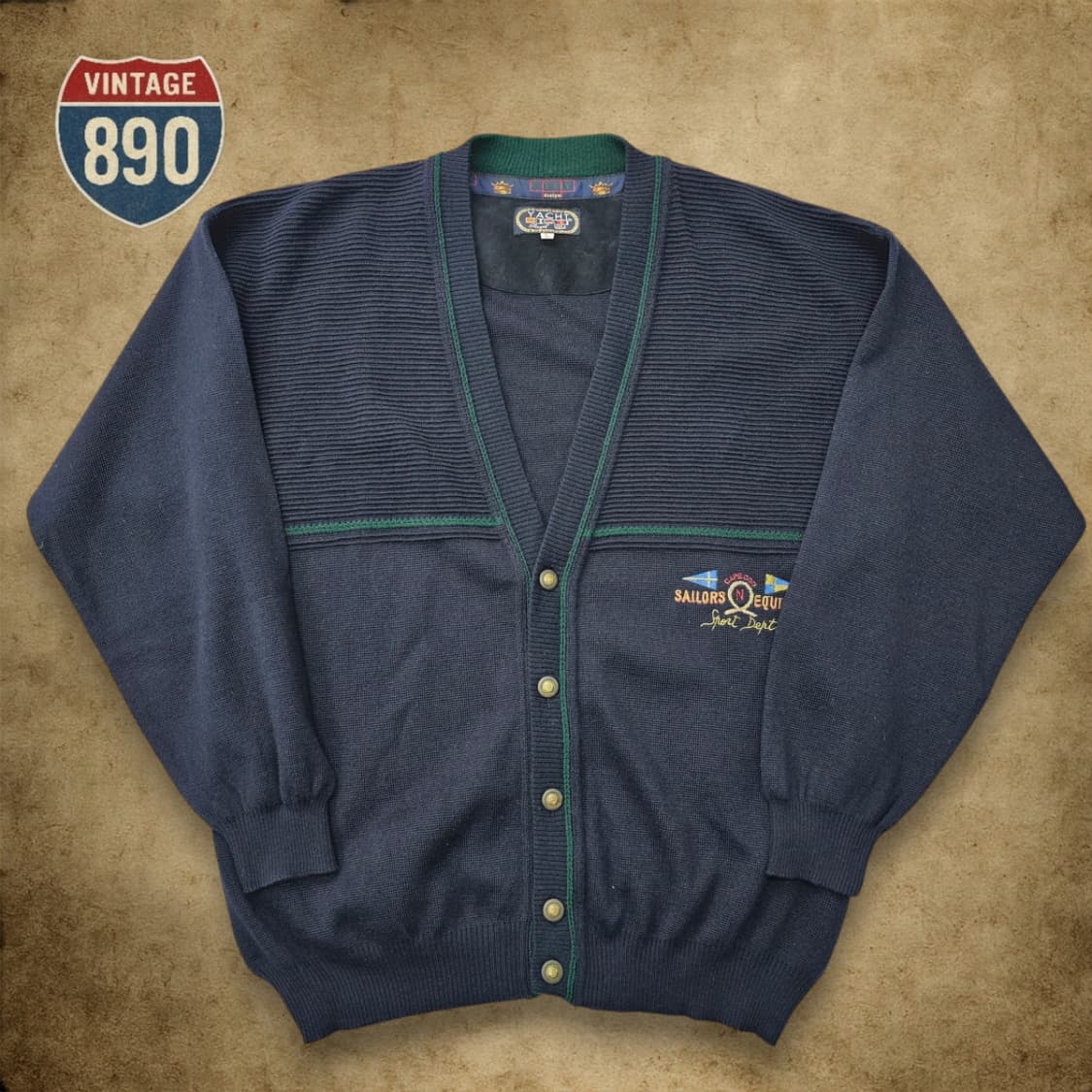 [105] 90S VTG 이태리 요트클럽 울 니트 가디건 상품이미지1