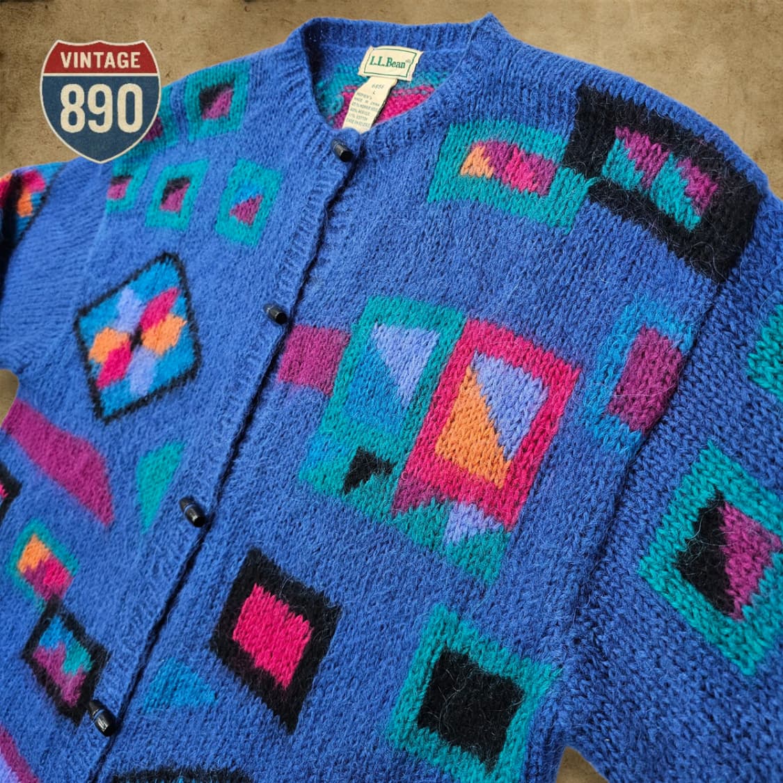 [L] LL Bean 엘엘빈 80s VTG 모헤어 더플 가디건 상품이미지4