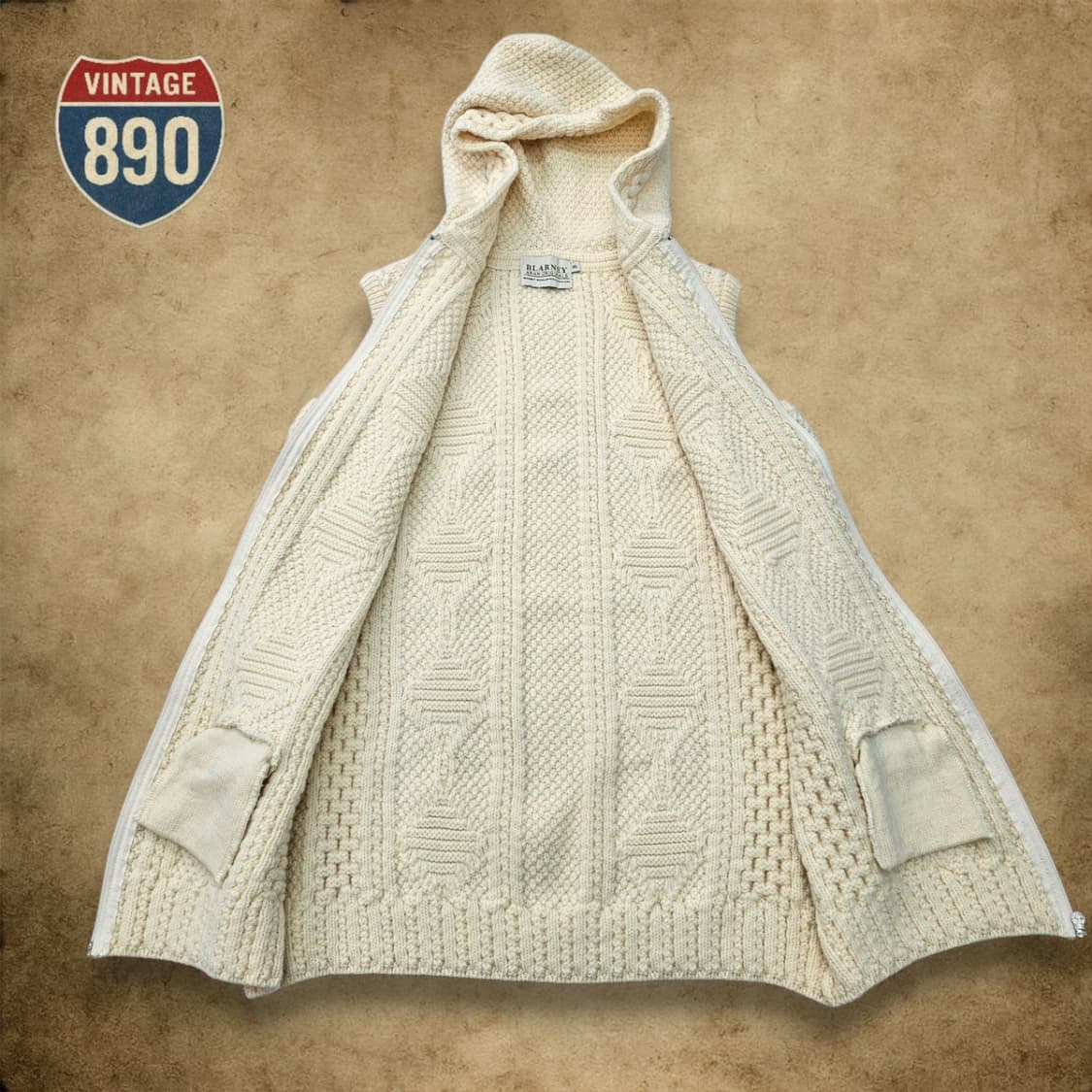 [XL] Blarney 블라니 울렌 밀즈 메리노 울 후드 집업 조끼 상품이미지4