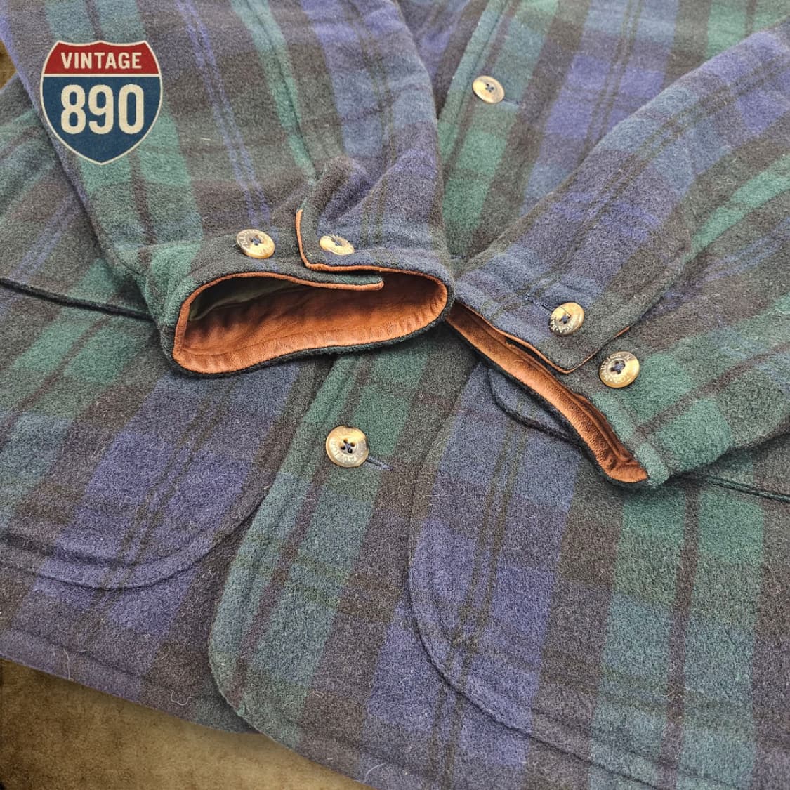 [M] nautica 노티카 90s 울혼방 가죽카라 자켓 상품이미지5