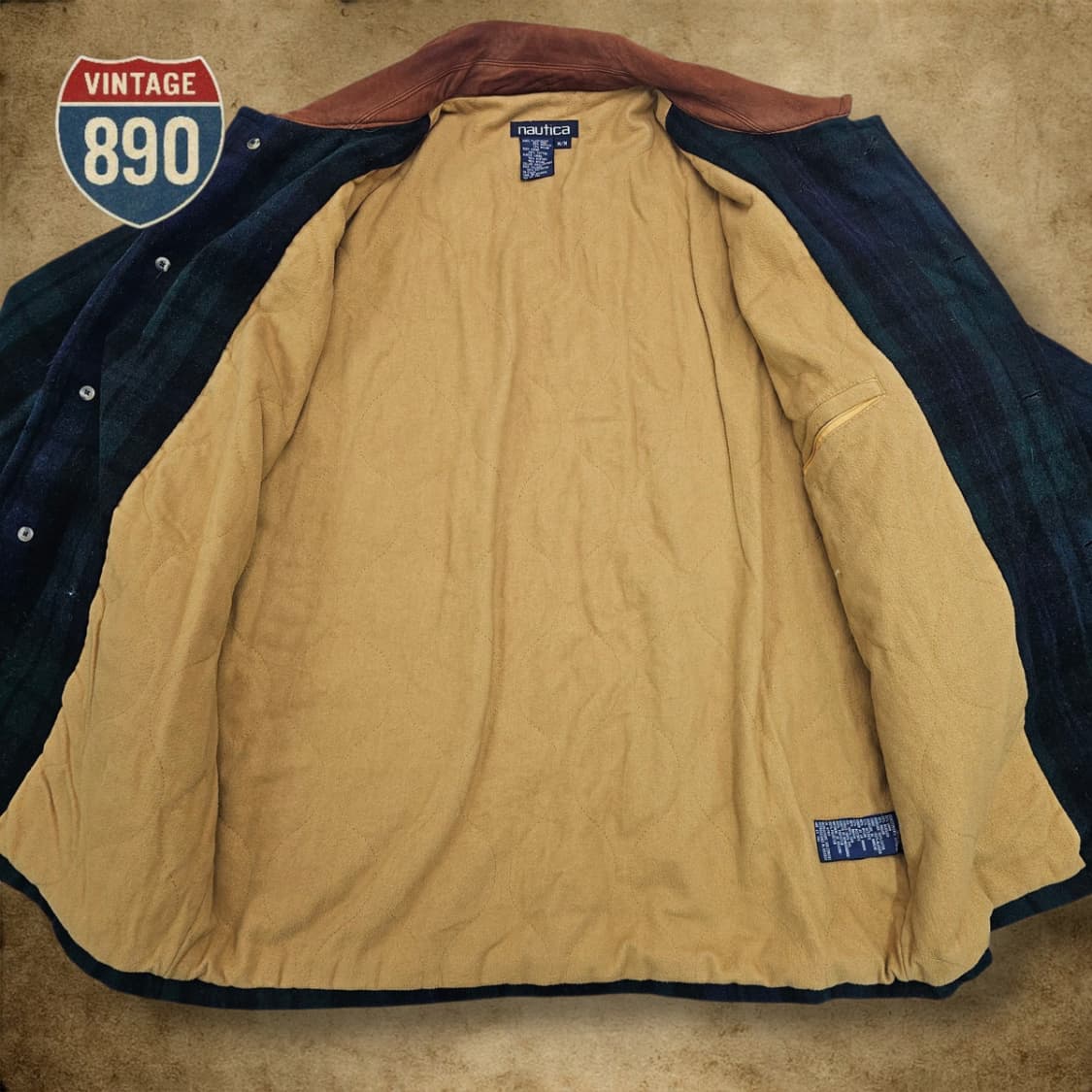 [M] nautica 노티카 90s 울혼방 가죽카라 자켓 상품이미지6