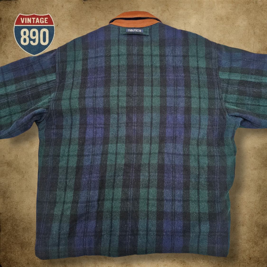 [M] nautica 노티카 90s 울혼방 가죽카라 자켓 상품이미지9