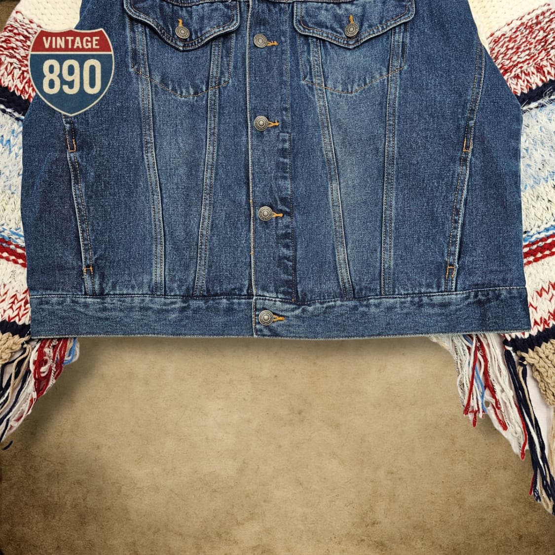 [M] ZARA 자라 니트 소매 빈티지 데님 자켓 상품이미지3