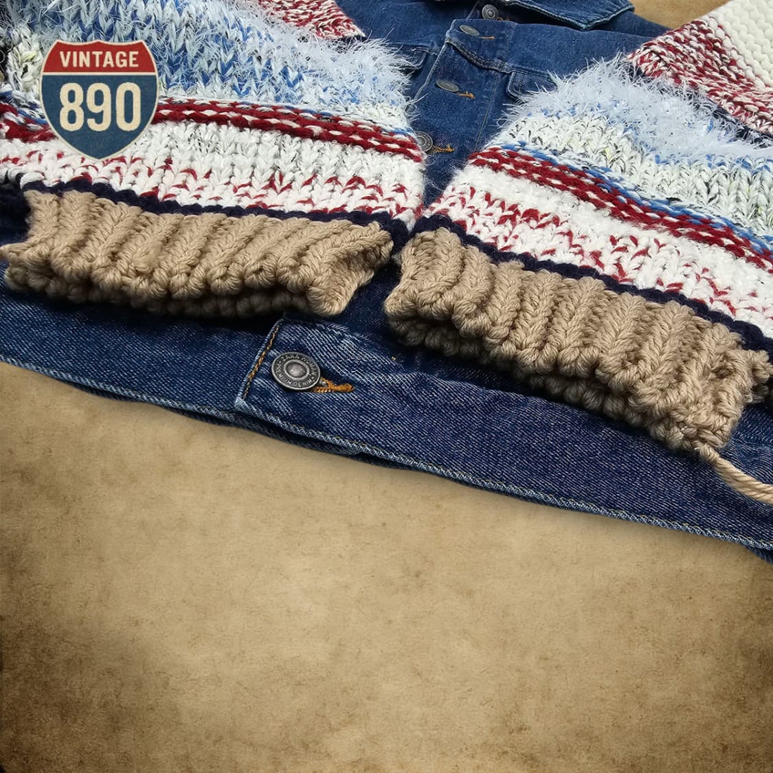 [M] ZARA 자라 니트 소매 빈티지 데님 자켓 상품이미지4