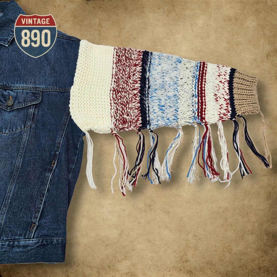 [M] ZARA 자라 니트 소매 빈티지 데님 자켓 상품이미지5