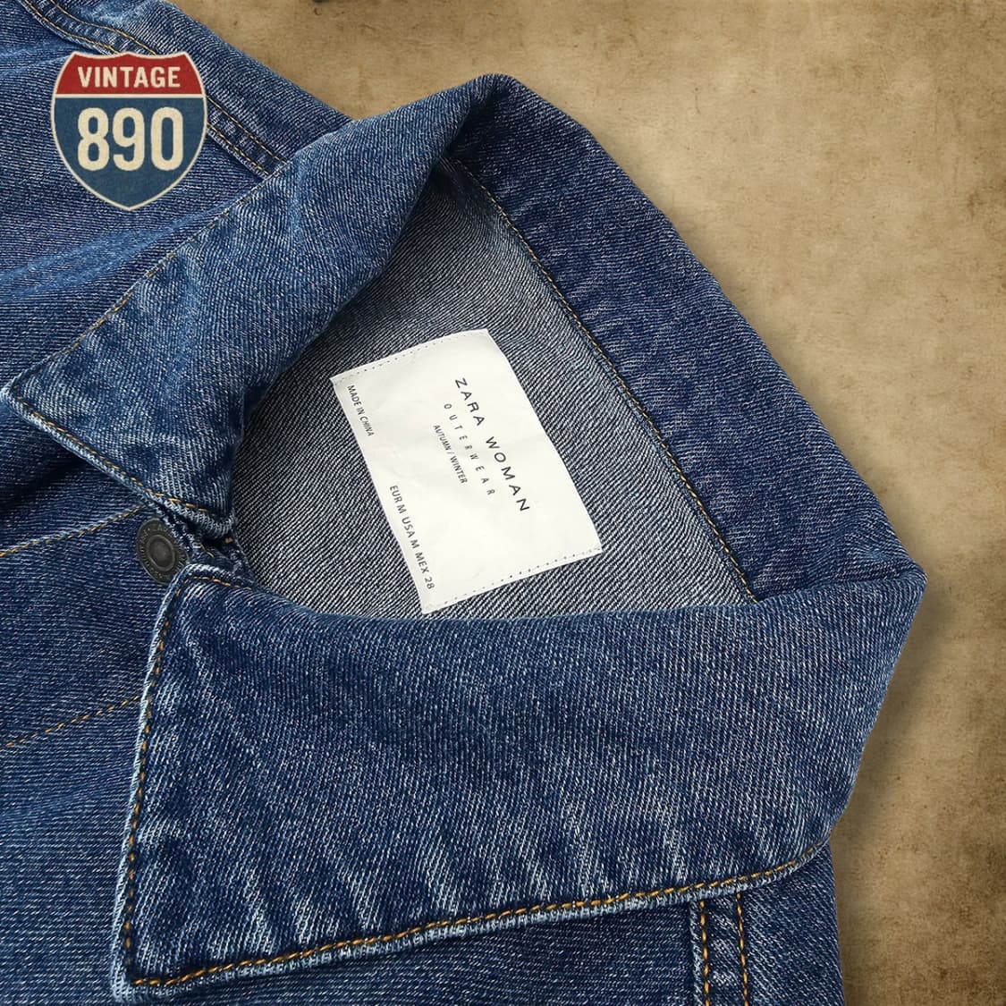 [M] ZARA 자라 니트 소매 빈티지 데님 자켓 상품이미지6