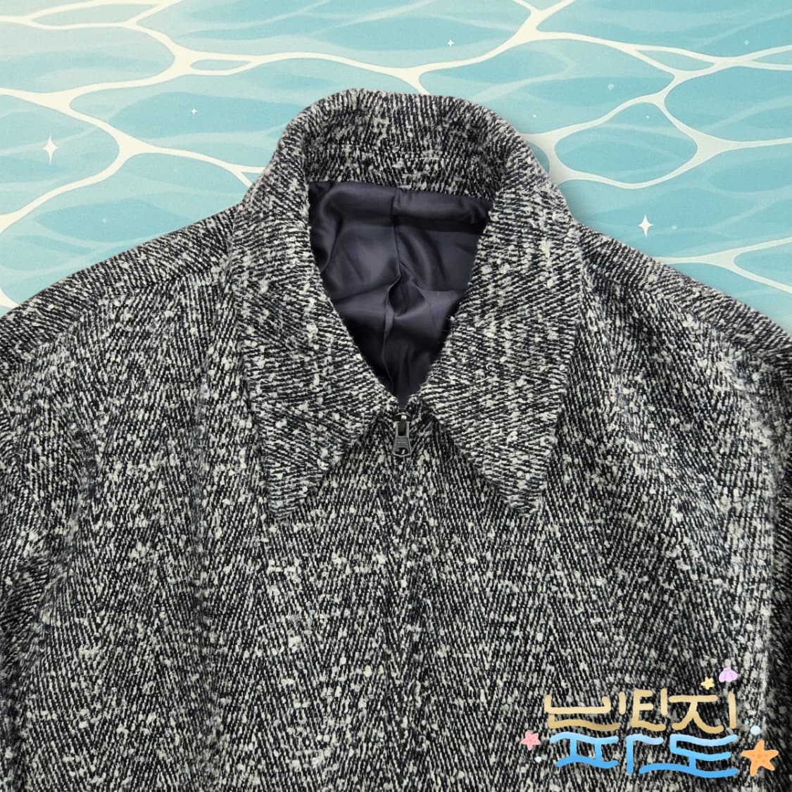 M COOR 쿠어 헤링본 트위드 레더 패치 블루종 상품이미지2