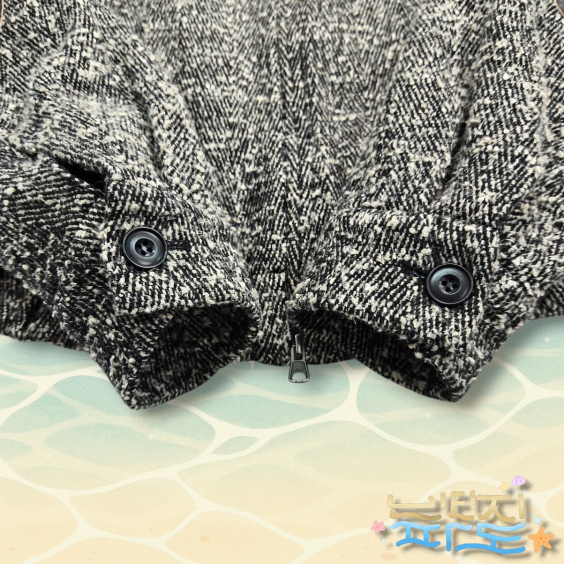 M COOR 쿠어 헤링본 트위드 레더 패치 블루종 상품이미지5