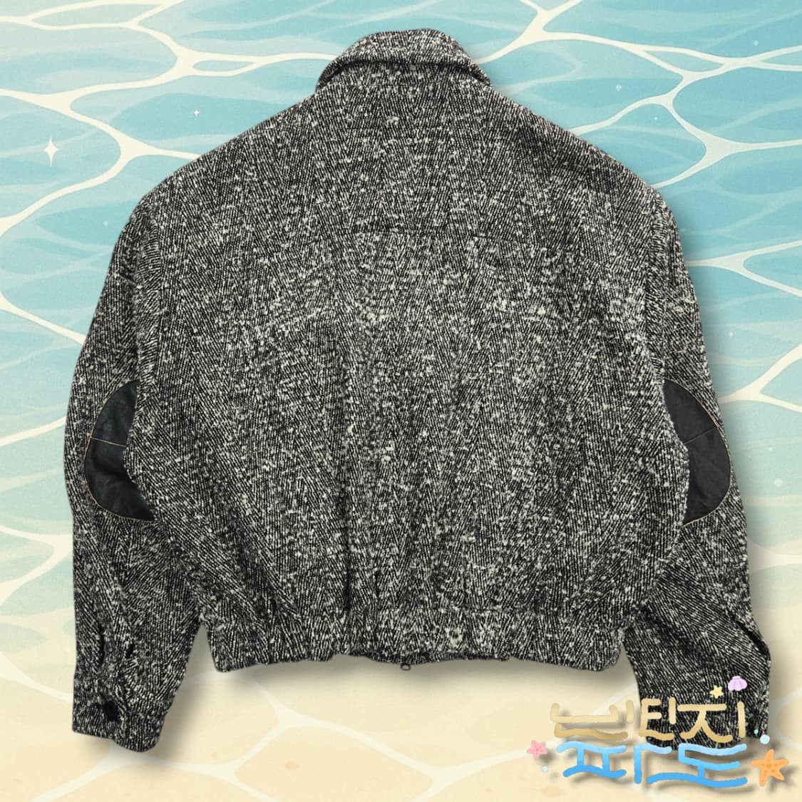 M COOR 쿠어 헤링본 트위드 레더 패치 블루종 상품이미지8