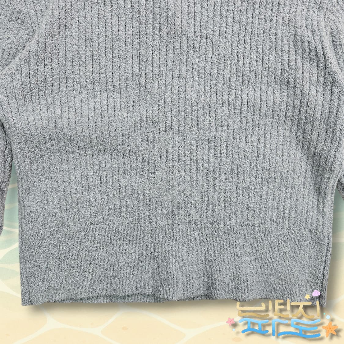 F noirer 노이어 부클 리브드 크롭 가디건 하늘 상품이미지9