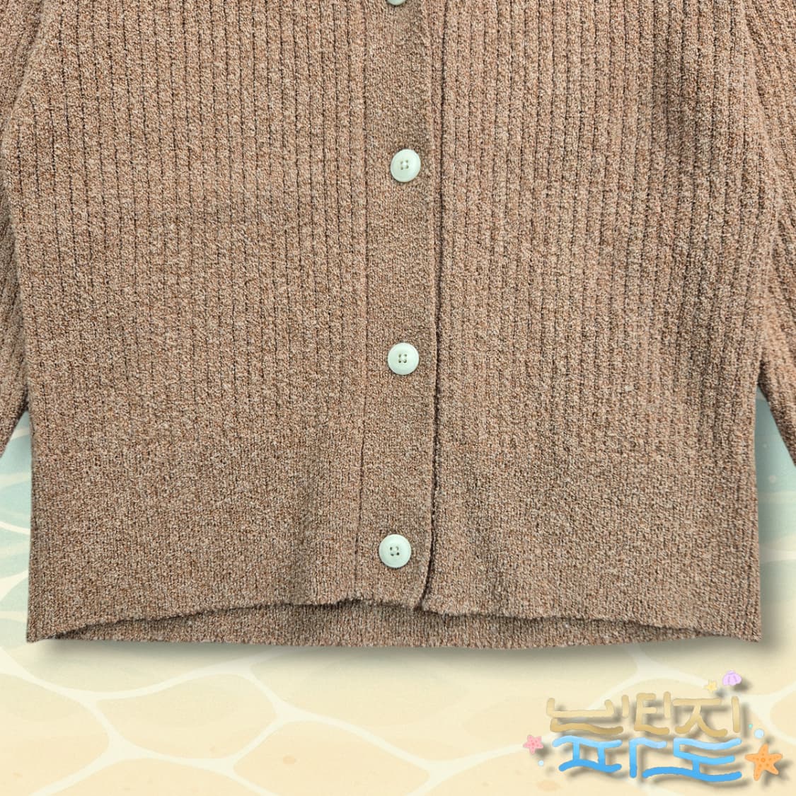 F noirer 노이어 부클 리브드 크롭 가디건 캐럿 상품이미지3