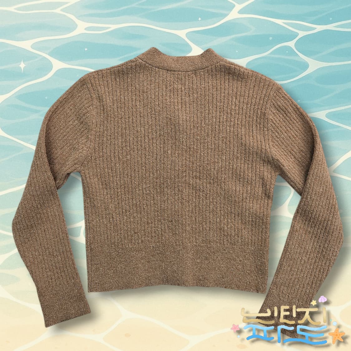 F noirer 노이어 부클 리브드 크롭 가디건 캐럿 상품이미지5