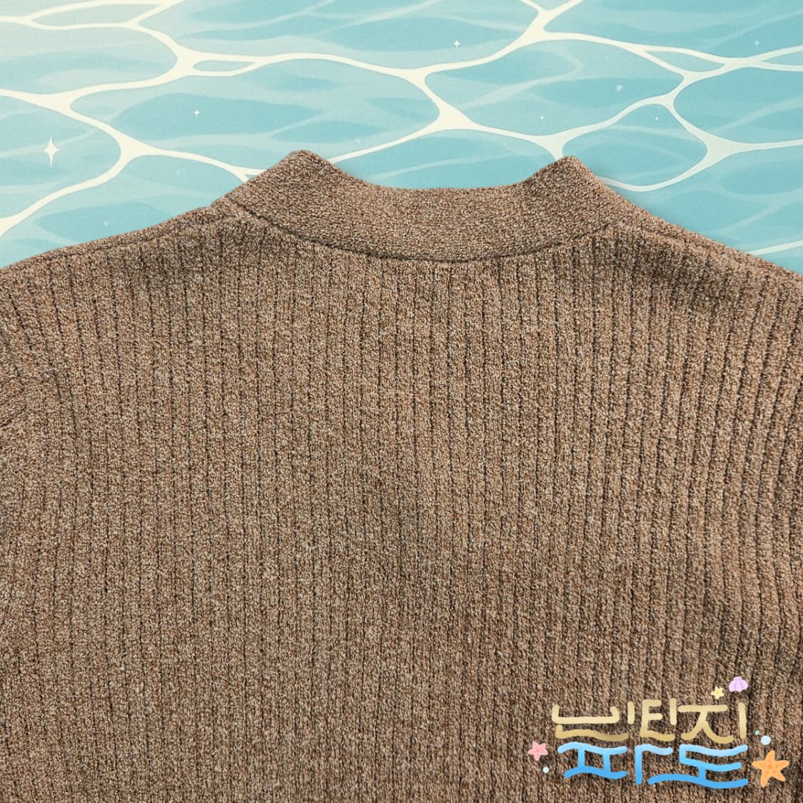 F noirer 노이어 부클 리브드 크롭 가디건 캐럿 상품이미지6