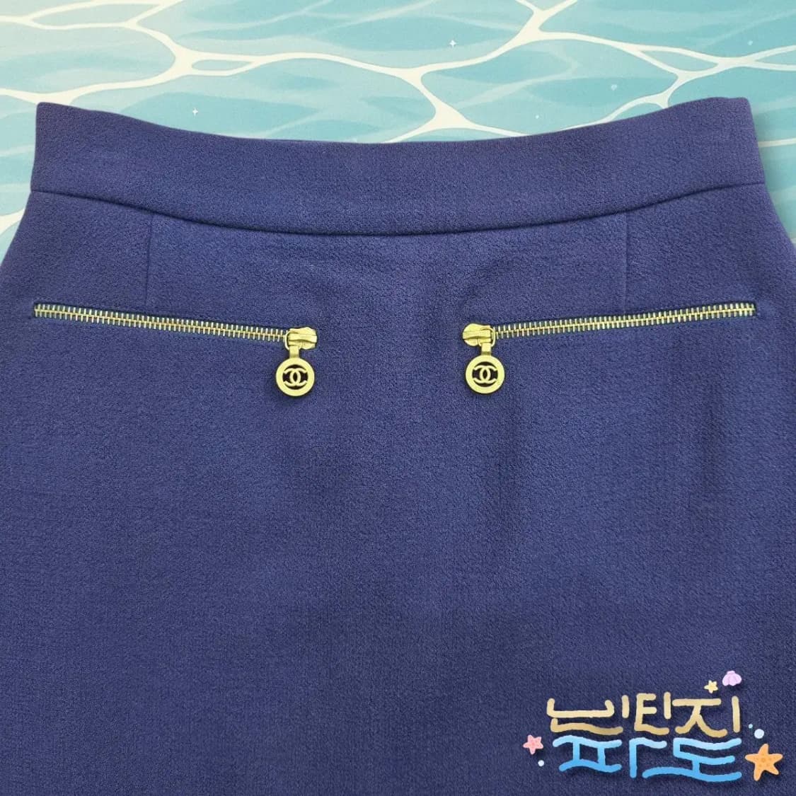 38 감정서O CHANEL VTG 샤넬 로고참 울 비스코스 스커트 상품이미지2