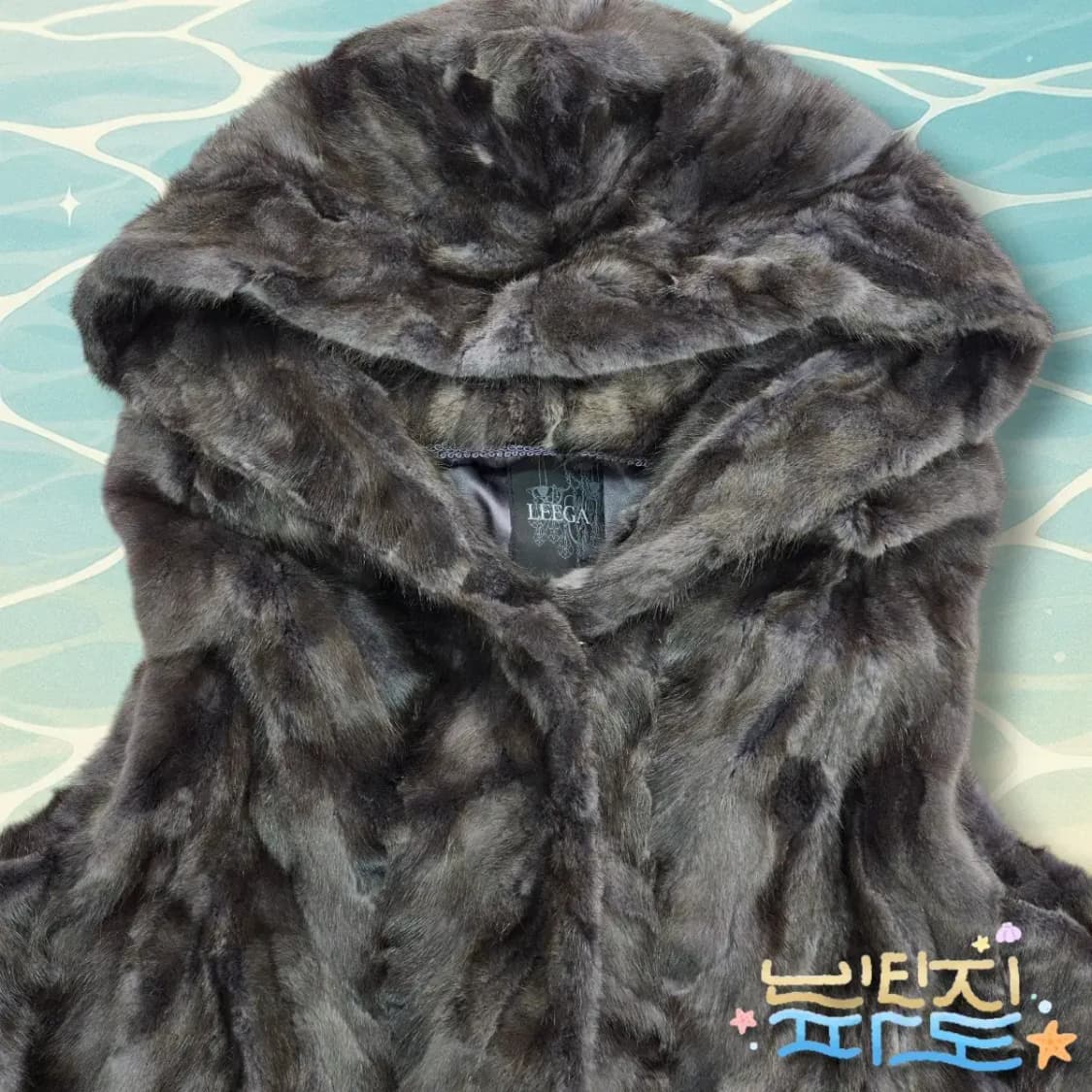 95 LEEGA 리가 천연 쪽밍크 후드 조끼코트 자켓 상품이미지2