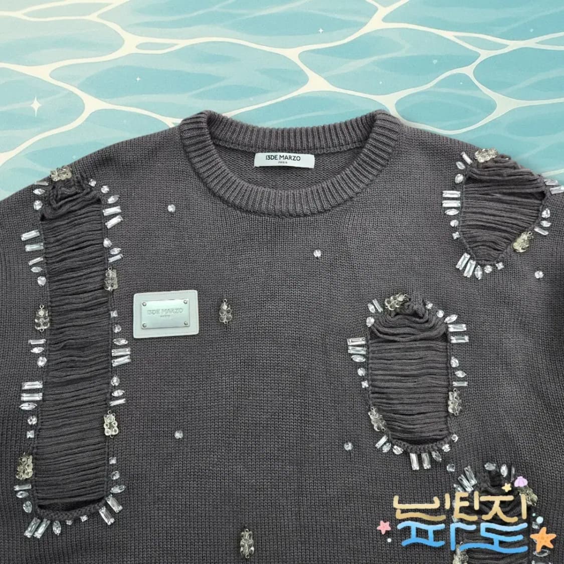 L 13DE MARZO 데미지 큐빅 니트 상품이미지2