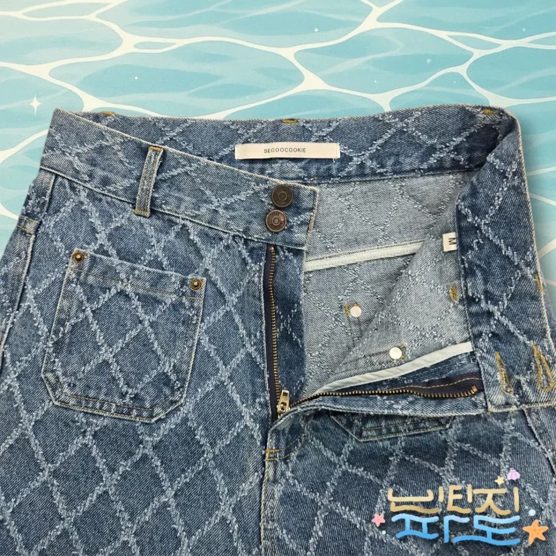 27 서쿠키 SEOOOCOOKIE 패턴 와이드 데님 상품이미지4