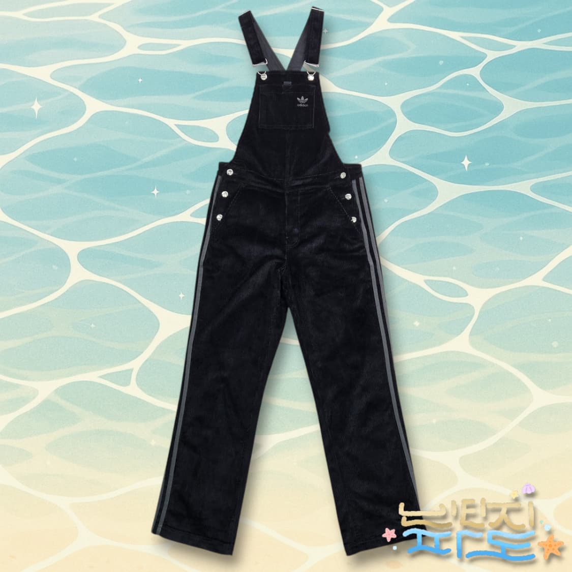 XS 아디다스 오리지날 블랙 코듀로이 멜빵바지 던그리스 상품이미지1