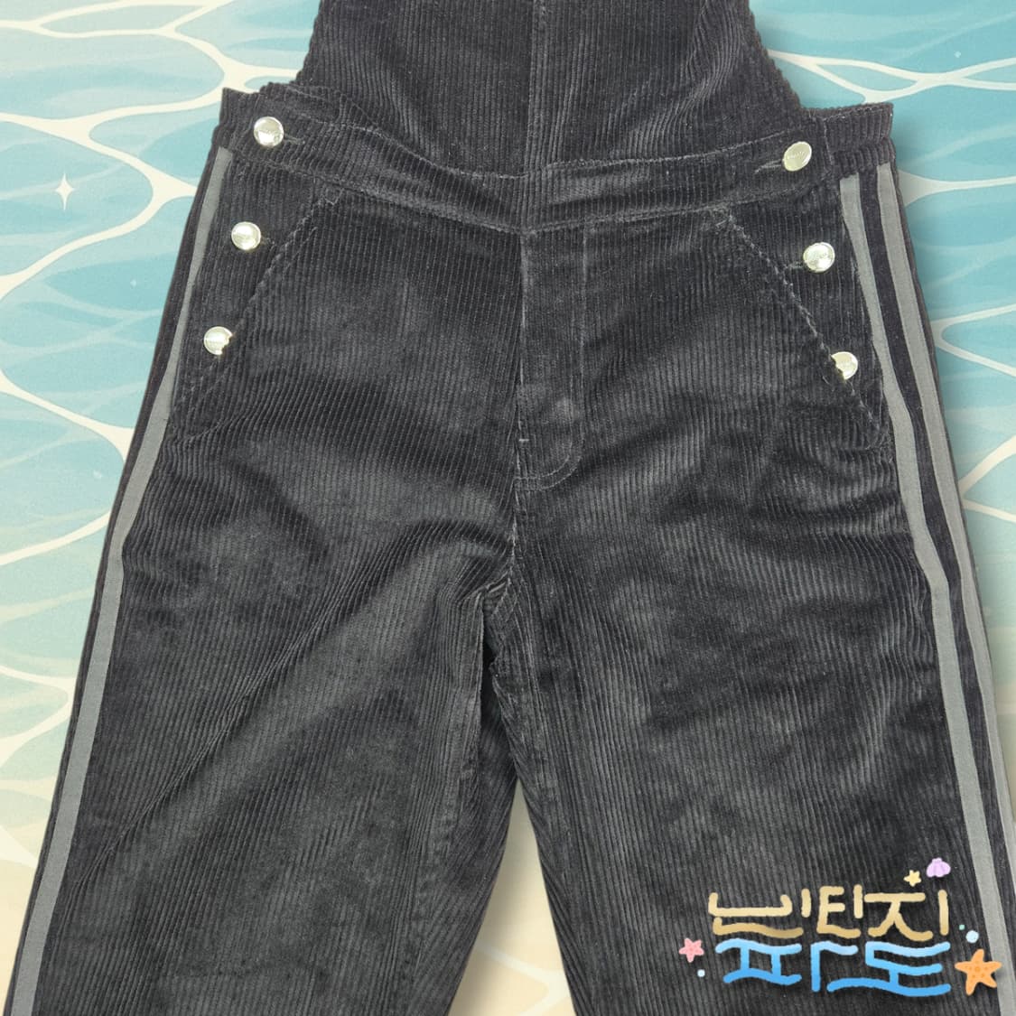 XS 아디다스 오리지날 블랙 코듀로이 멜빵바지 던그리스 상품이미지3