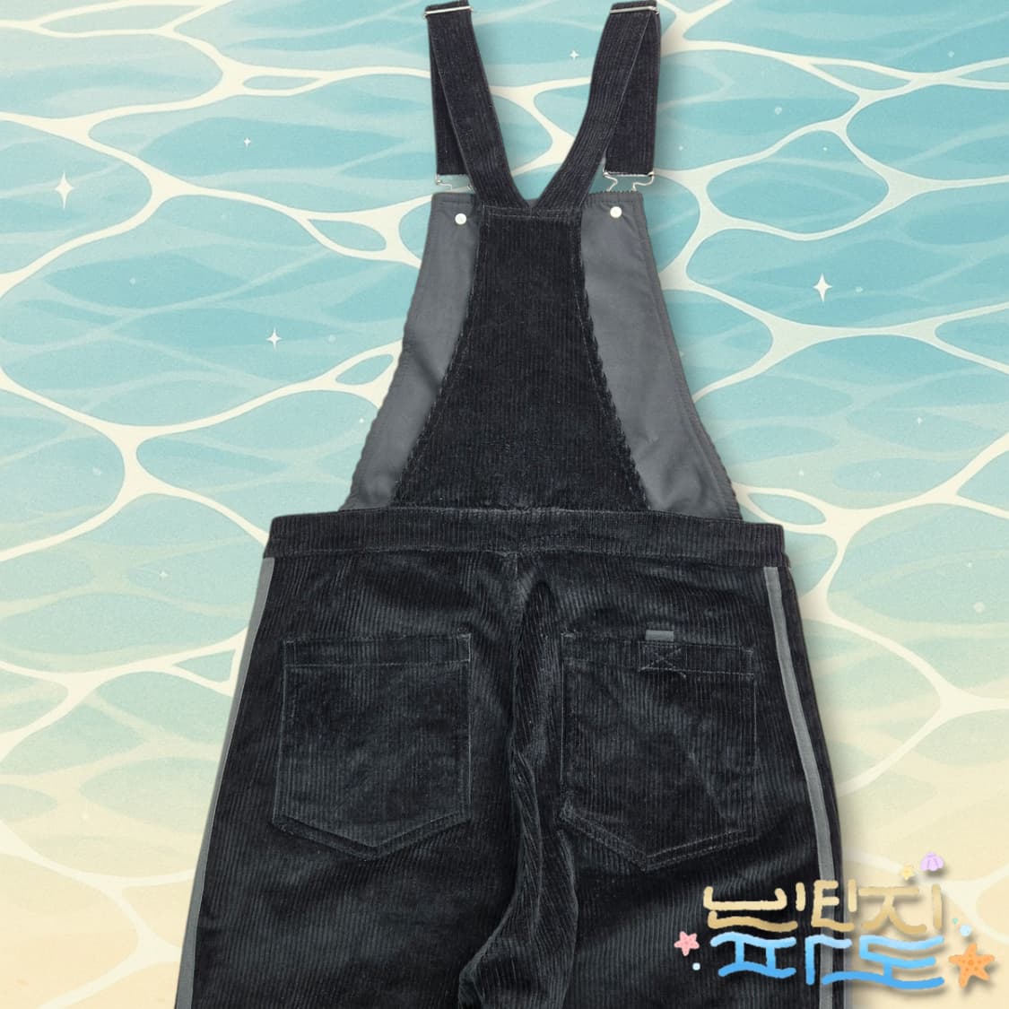 XS 아디다스 오리지날 블랙 코듀로이 멜빵바지 던그리스 상품이미지6