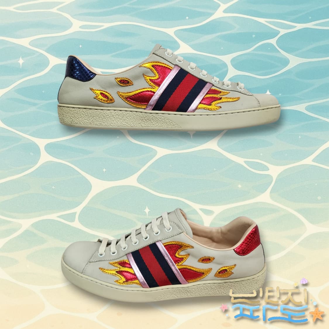 [7] 감정서O GUCCI 구찌 에이스 플레임 불꽃 스니커즈 상품이미지3
