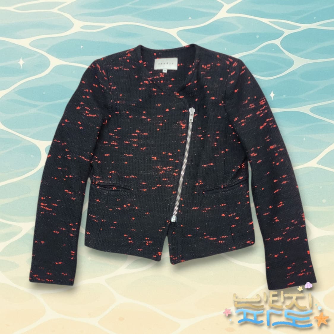 36 감정서O sandro 산드로 바이커 트위드 숏자켓 상품이미지1