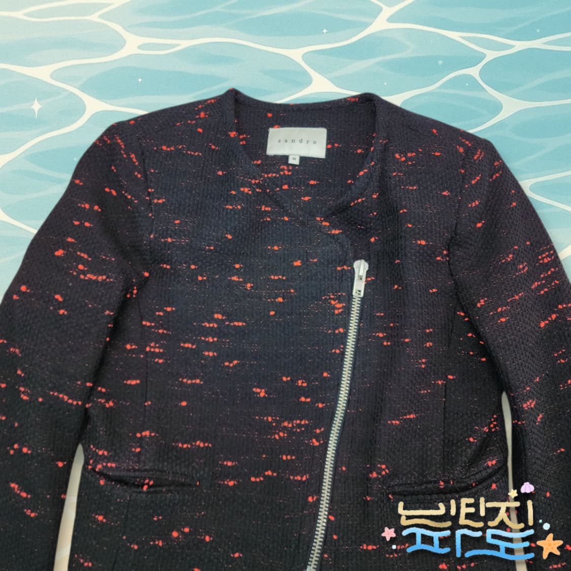 36 감정서O sandro 산드로 바이커 트위드 숏자켓 상품이미지2