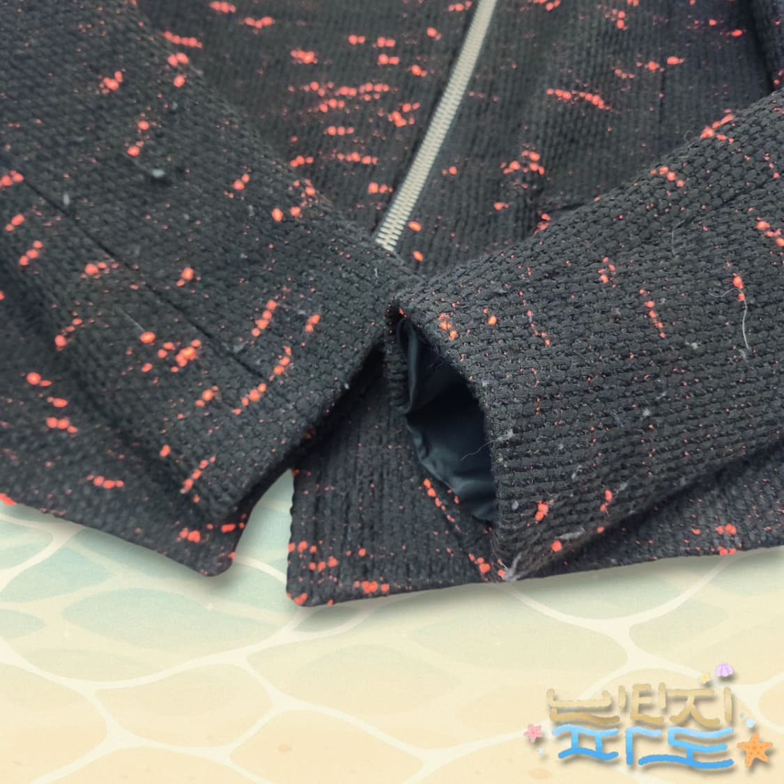 36 감정서O sandro 산드로 바이커 트위드 숏자켓 상품이미지4