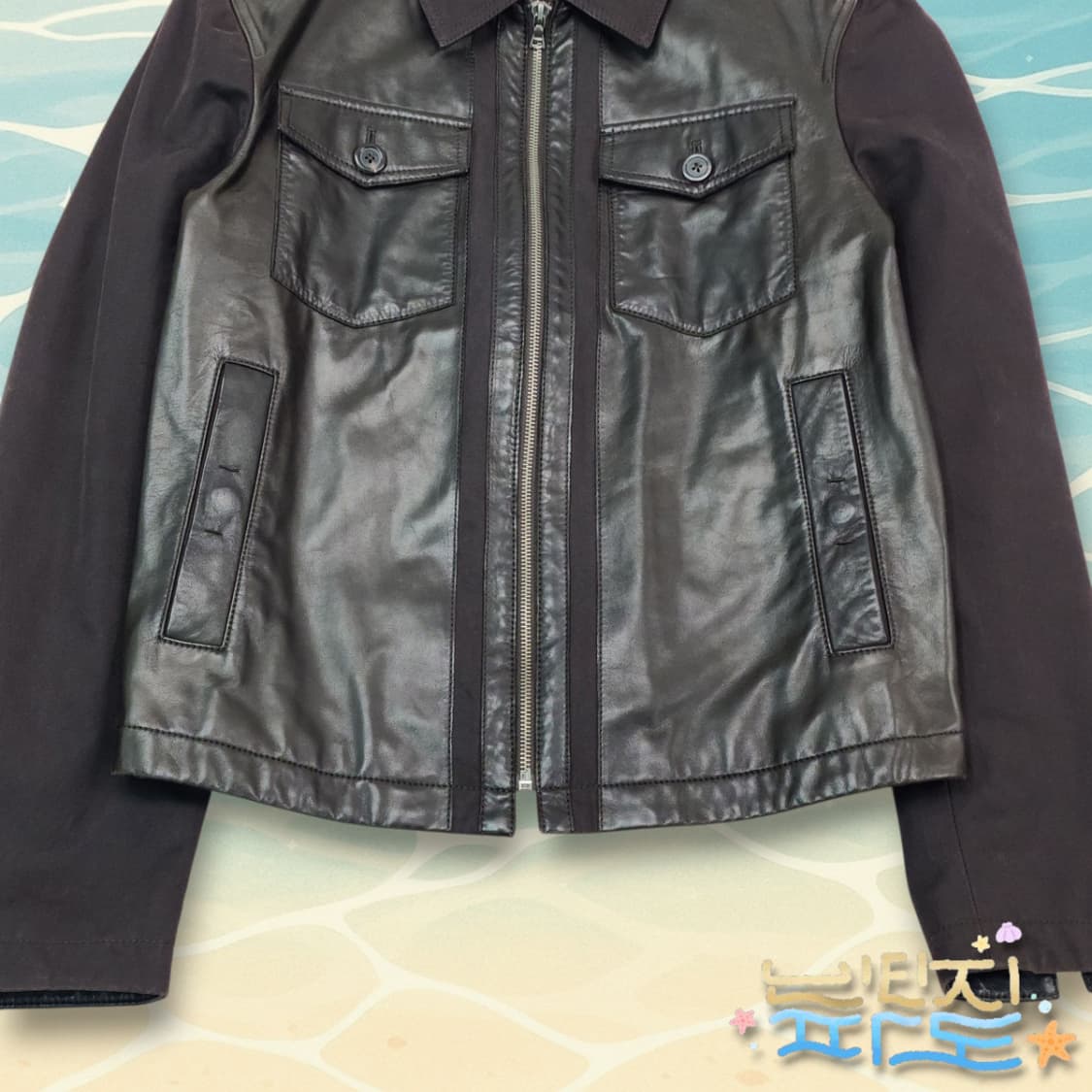 90 엘리 타하리 코튼배색 가죽자켓 상품이미지3