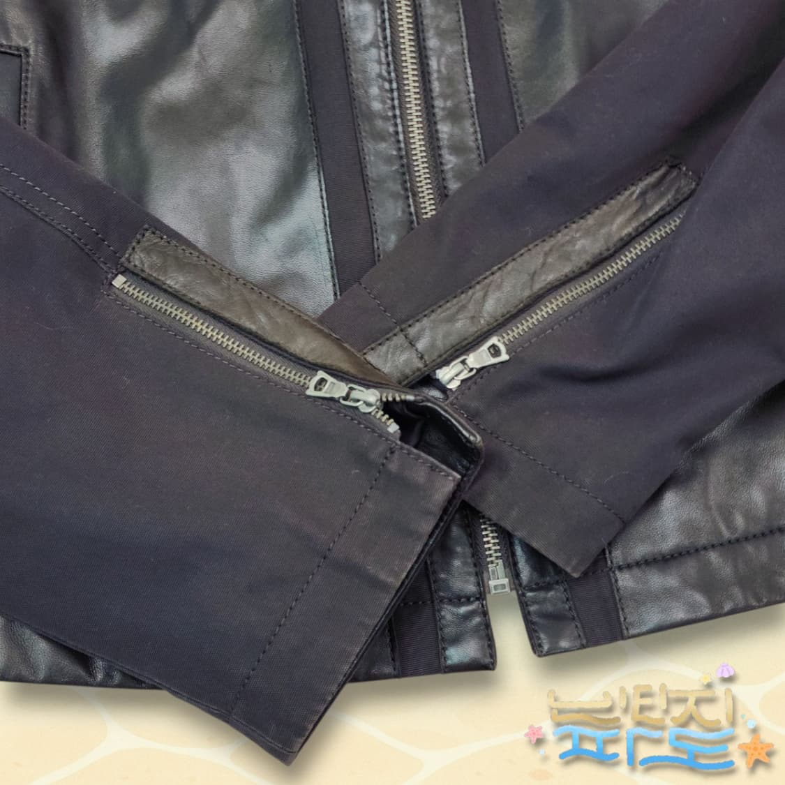 90 엘리 타하리 코튼배색 가죽자켓 상품이미지4