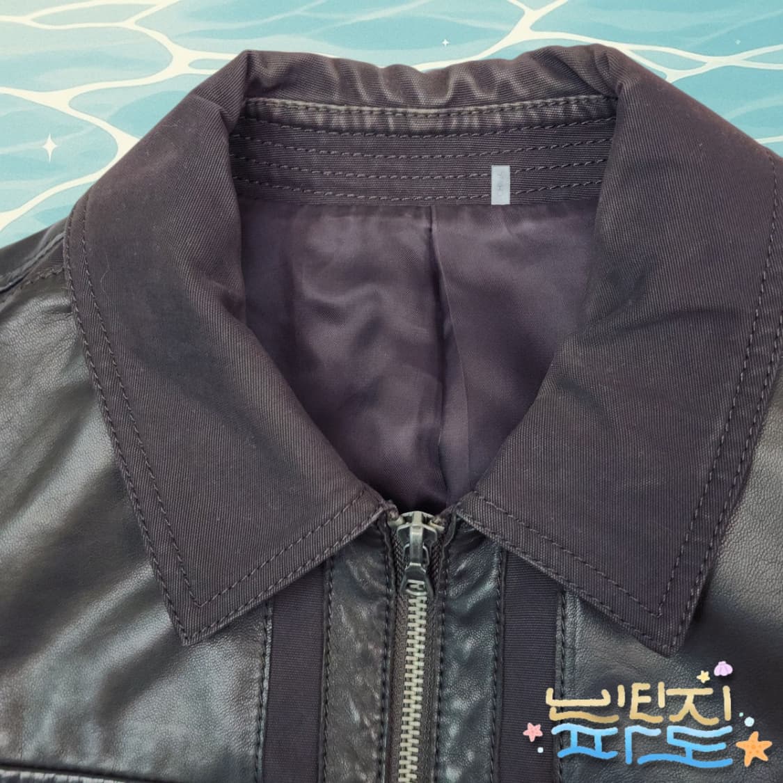 90 엘리 타하리 코튼배색 가죽자켓 상품이미지5