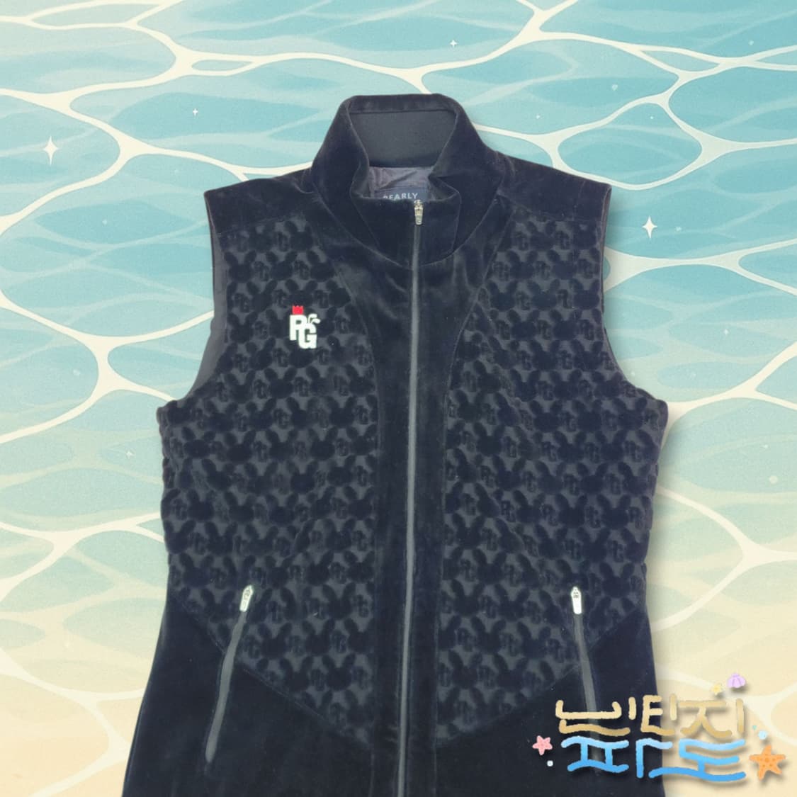 2 파리게이츠 벨벳 로고패턴 집업 조끼 상품이미지2