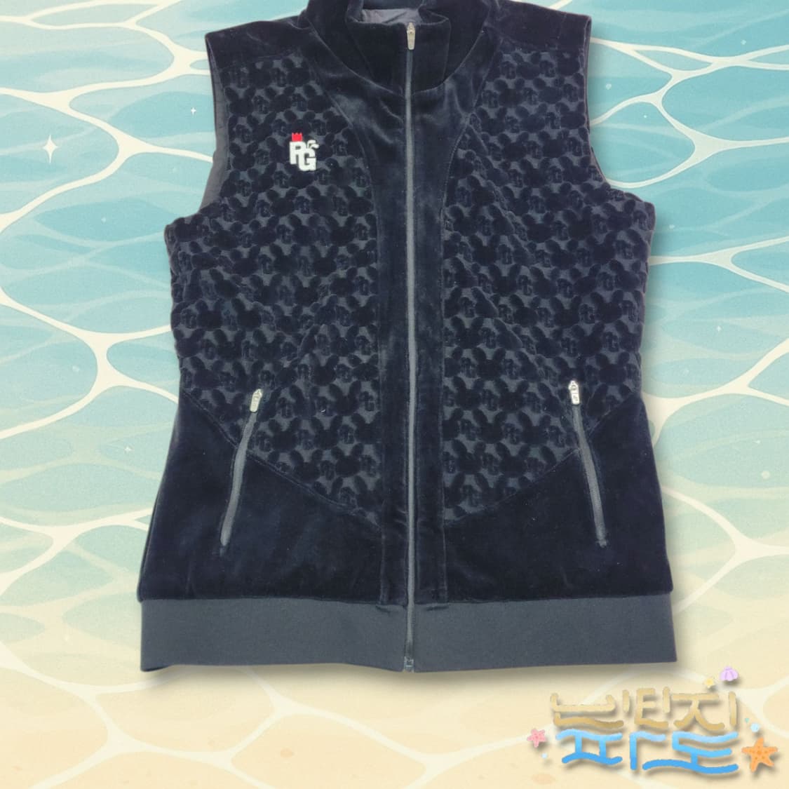 2 파리게이츠 벨벳 로고패턴 집업 조끼 상품이미지3