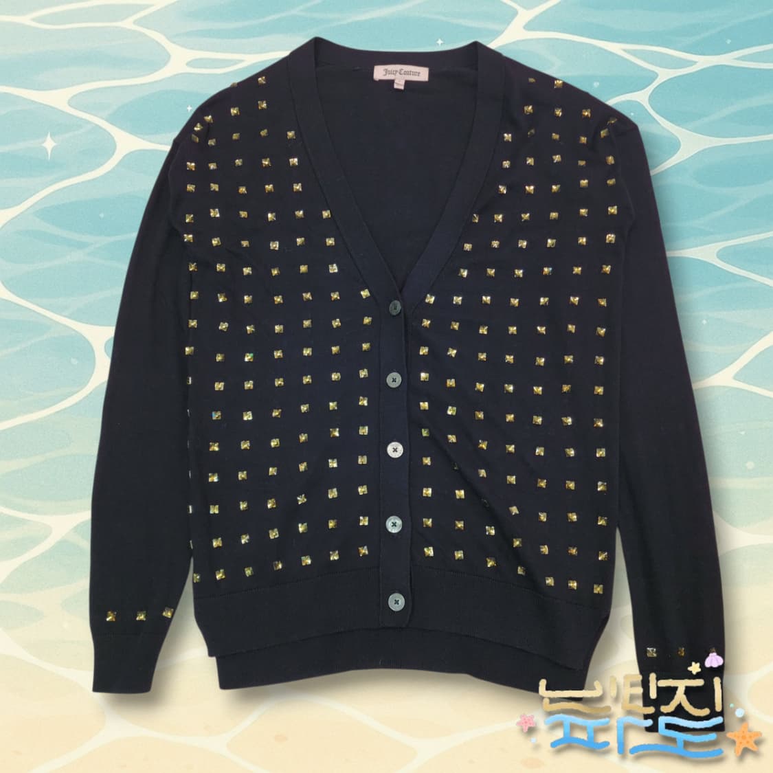 S 쥬시꾸뛰르 큐빅 패턴 가디건 상품이미지1