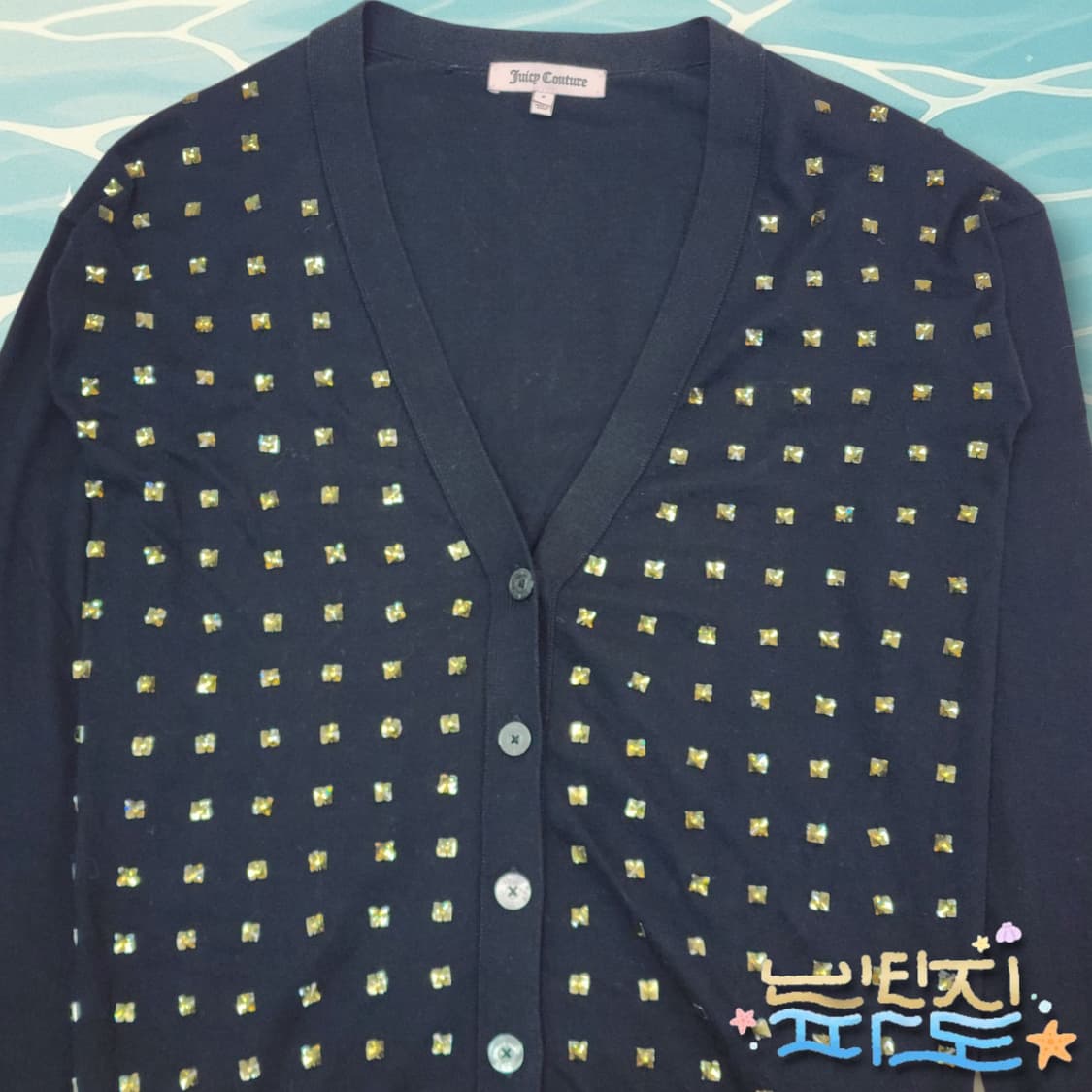 S 쥬시꾸뛰르 큐빅 패턴 가디건 상품이미지2