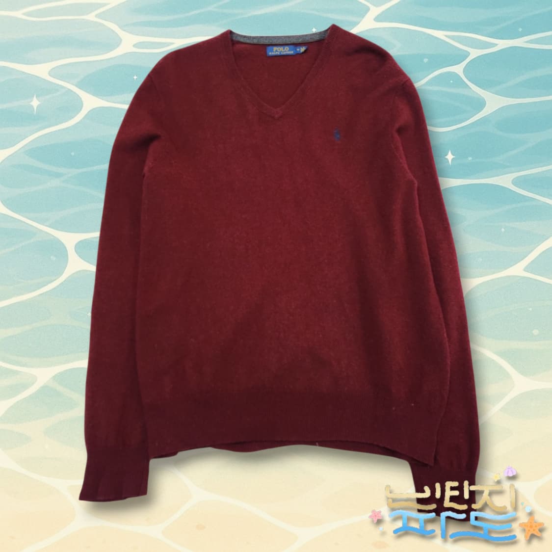 M POLO 폴로랄프로렌 버건디 메리노울 브이넥 니트 상품이미지1