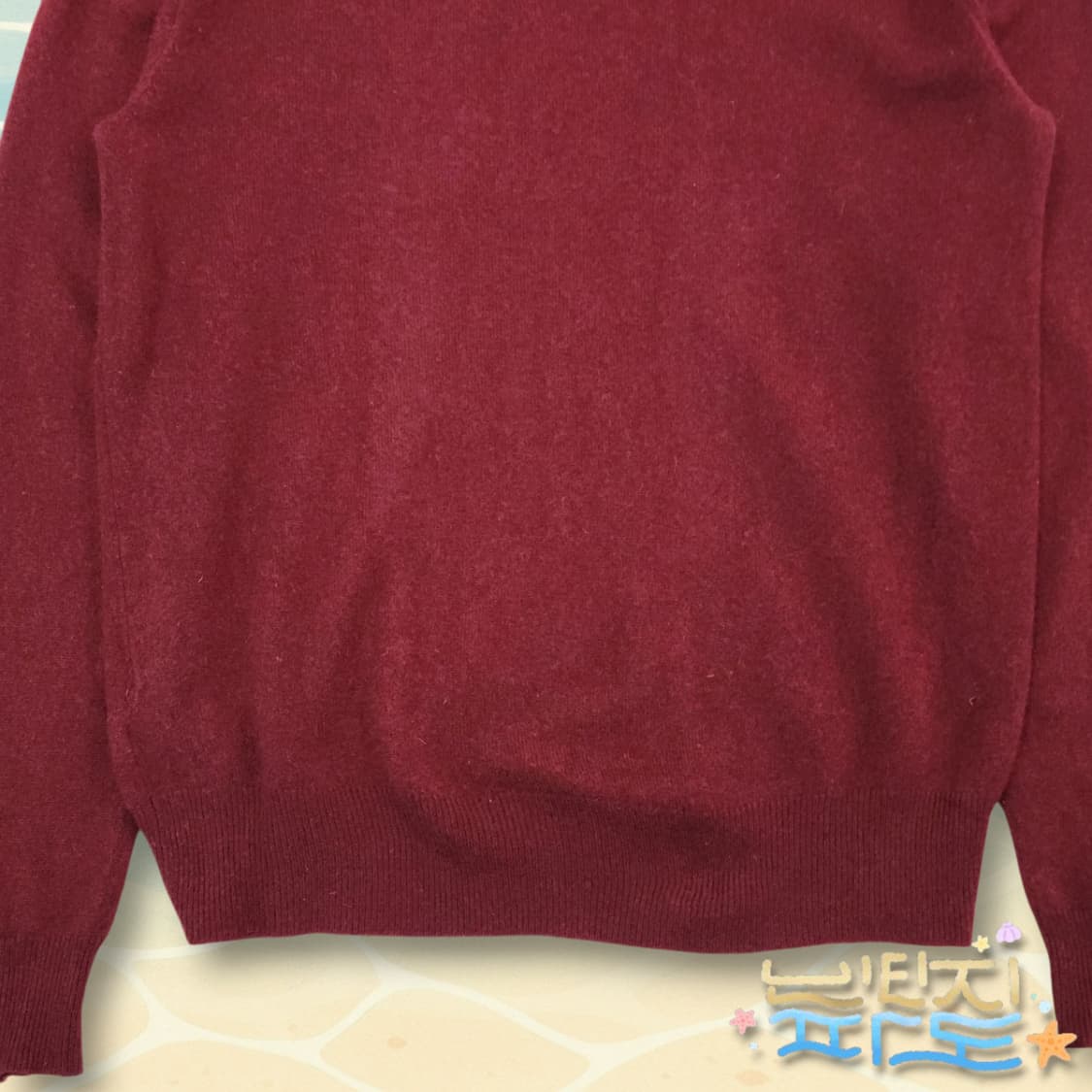 M POLO 폴로랄프로렌 버건디 메리노울 브이넥 니트 상품이미지6